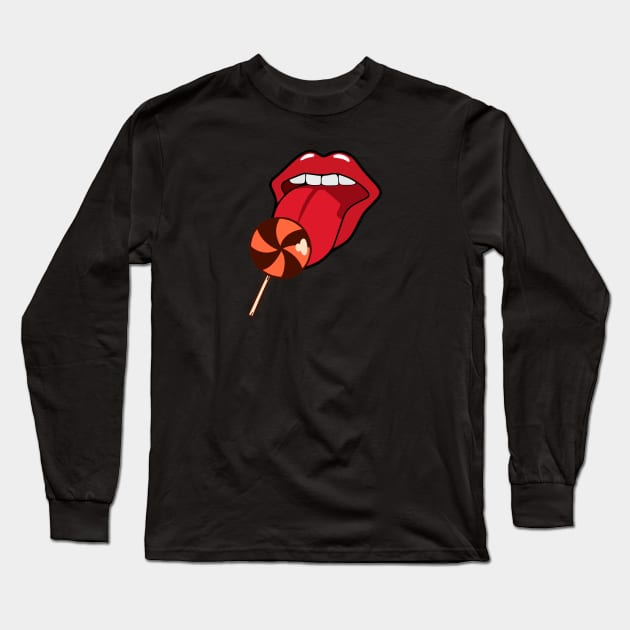 Lolipop Red Lips Long Sleeve T-Shirt by BiancaEm